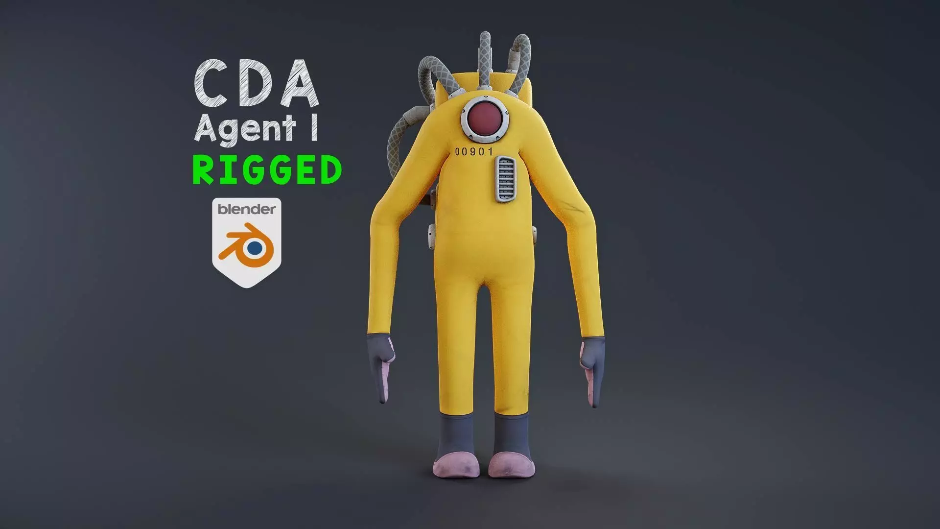 Monster inc - CDA agent 1 rigged 3D model_0