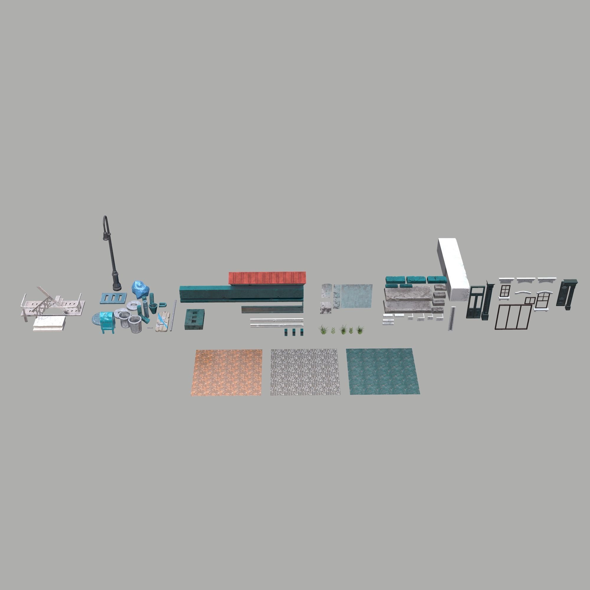 Brick building constructor Low-poly 3D model_5