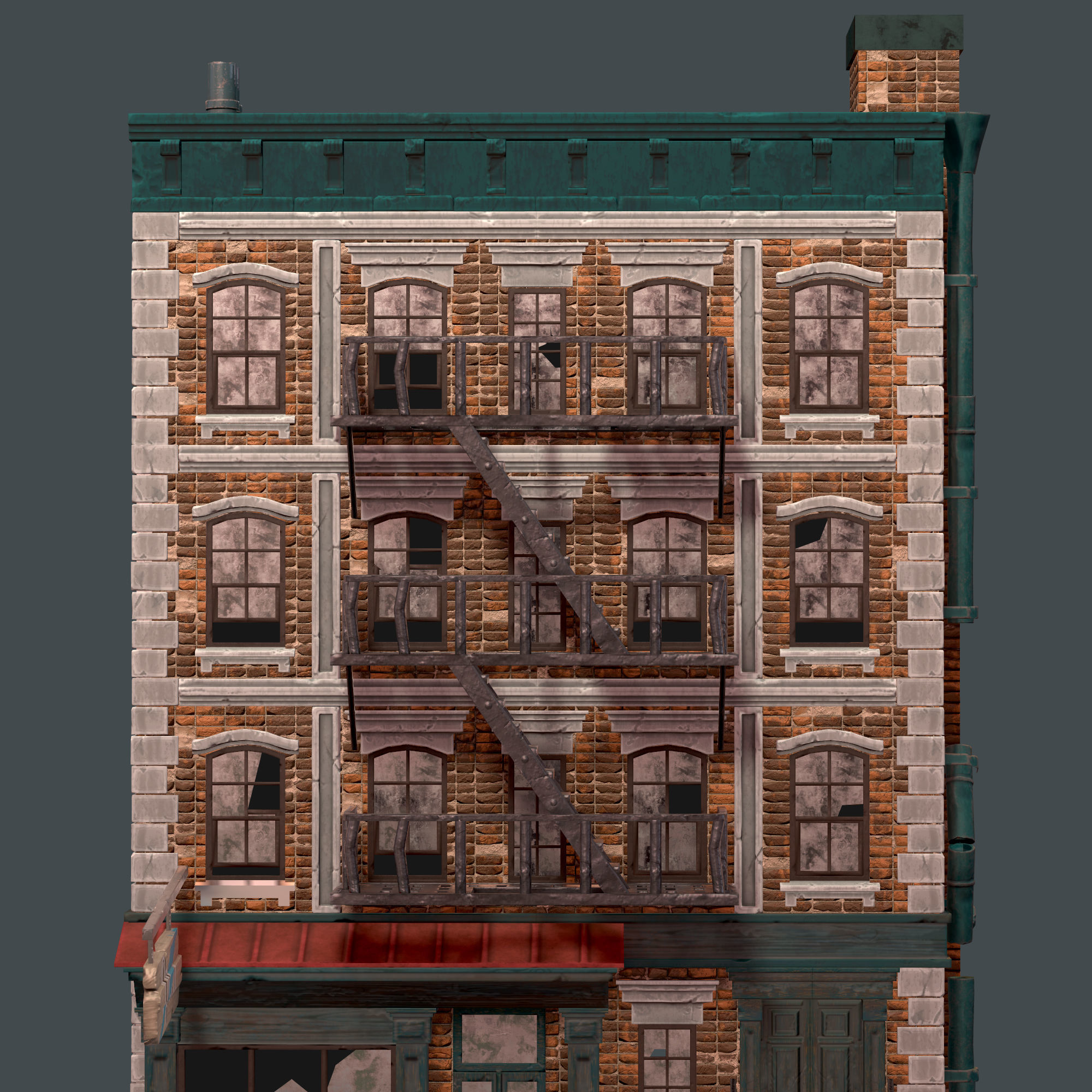 Brick building constructor Low-poly 3D model_7