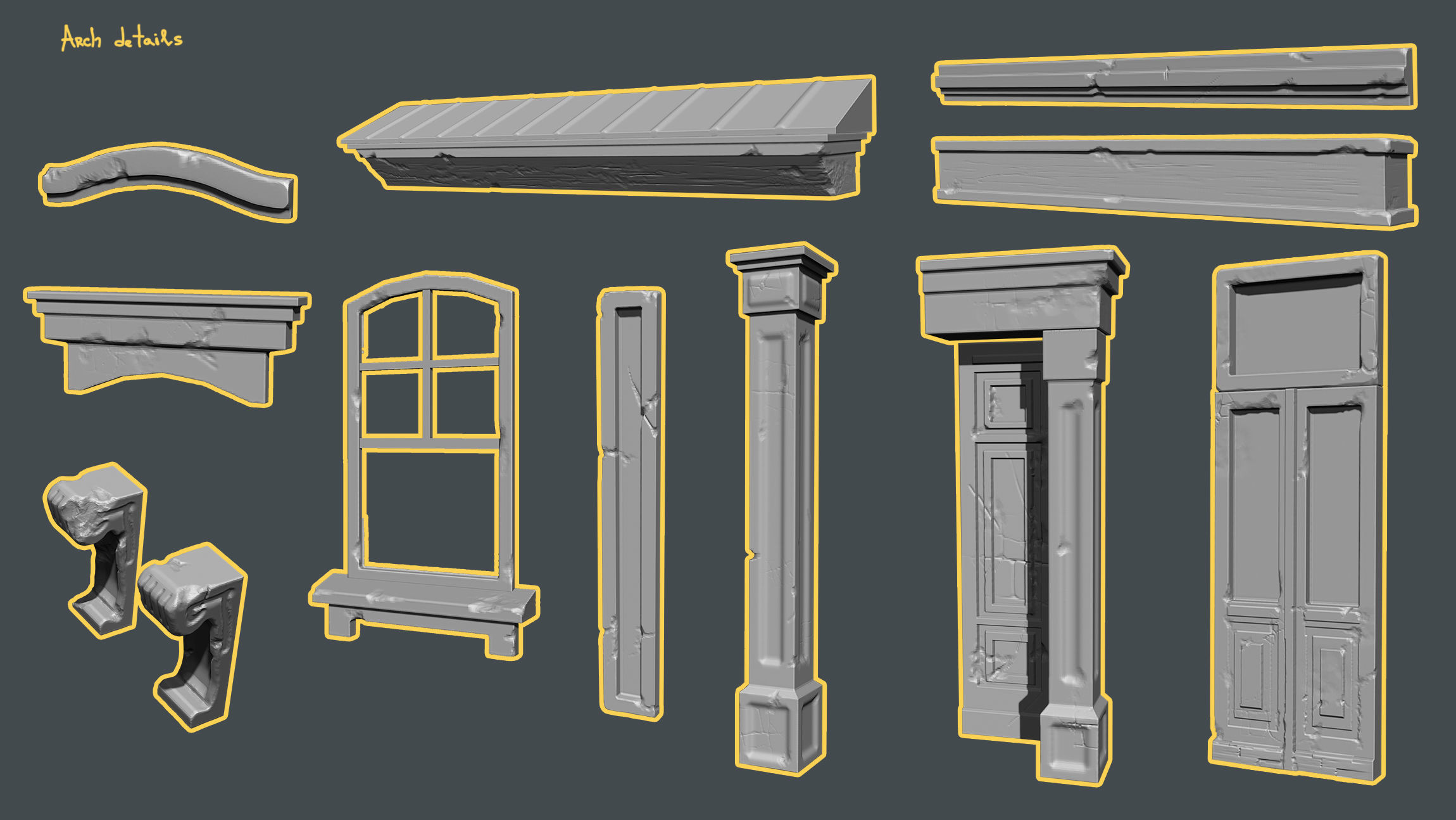 Brick building constructor Low-poly 3D model_4