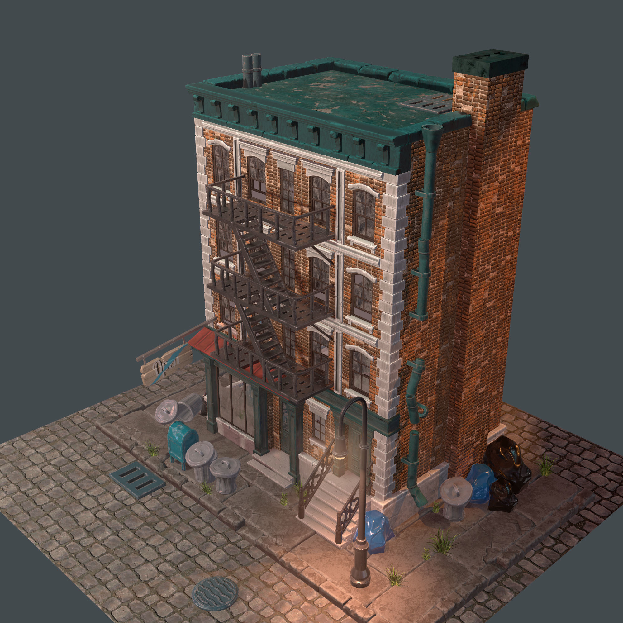 Brick building constructor Low-poly 3D model_6