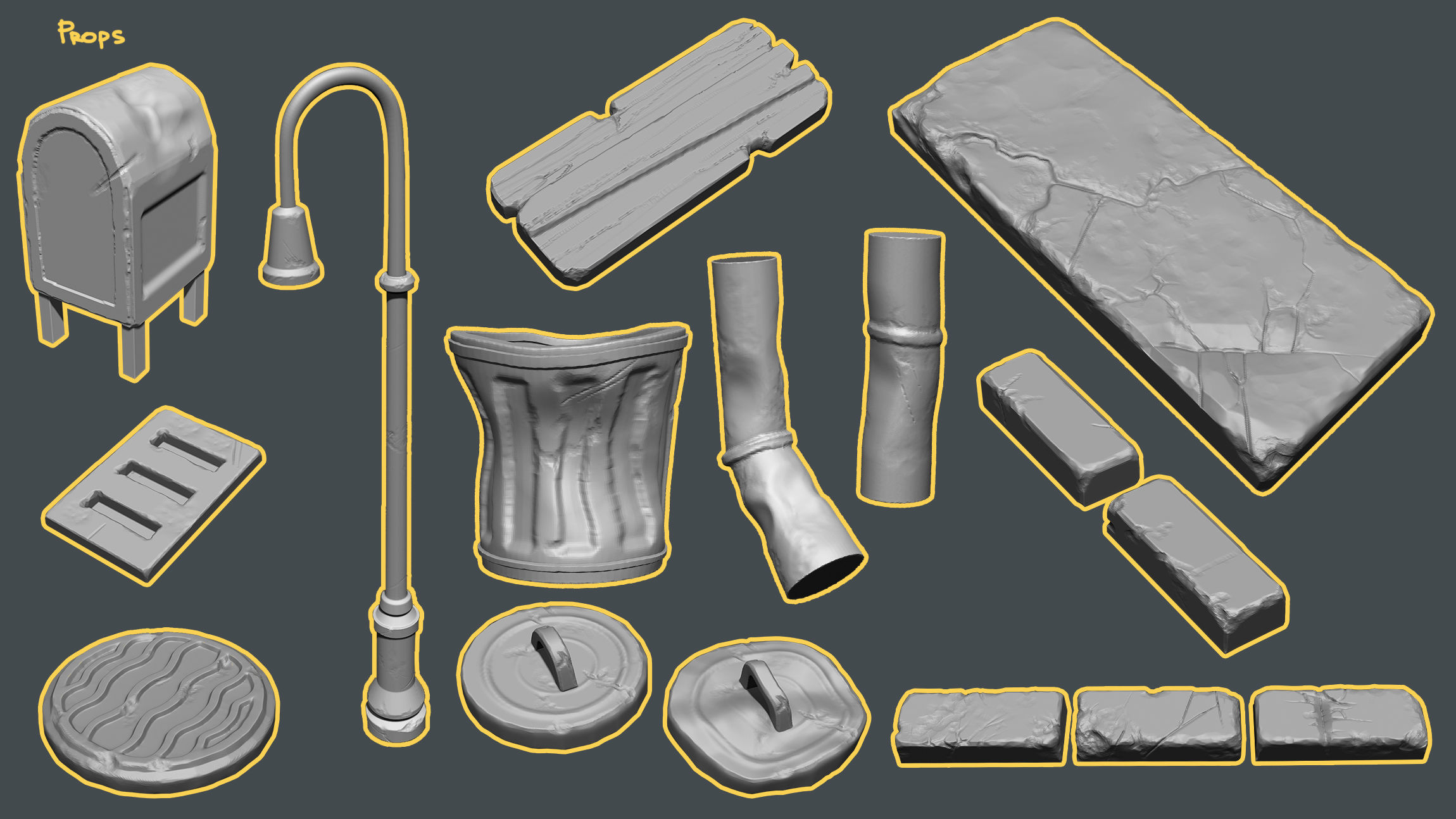 Brick building constructor Low-poly 3D model_3