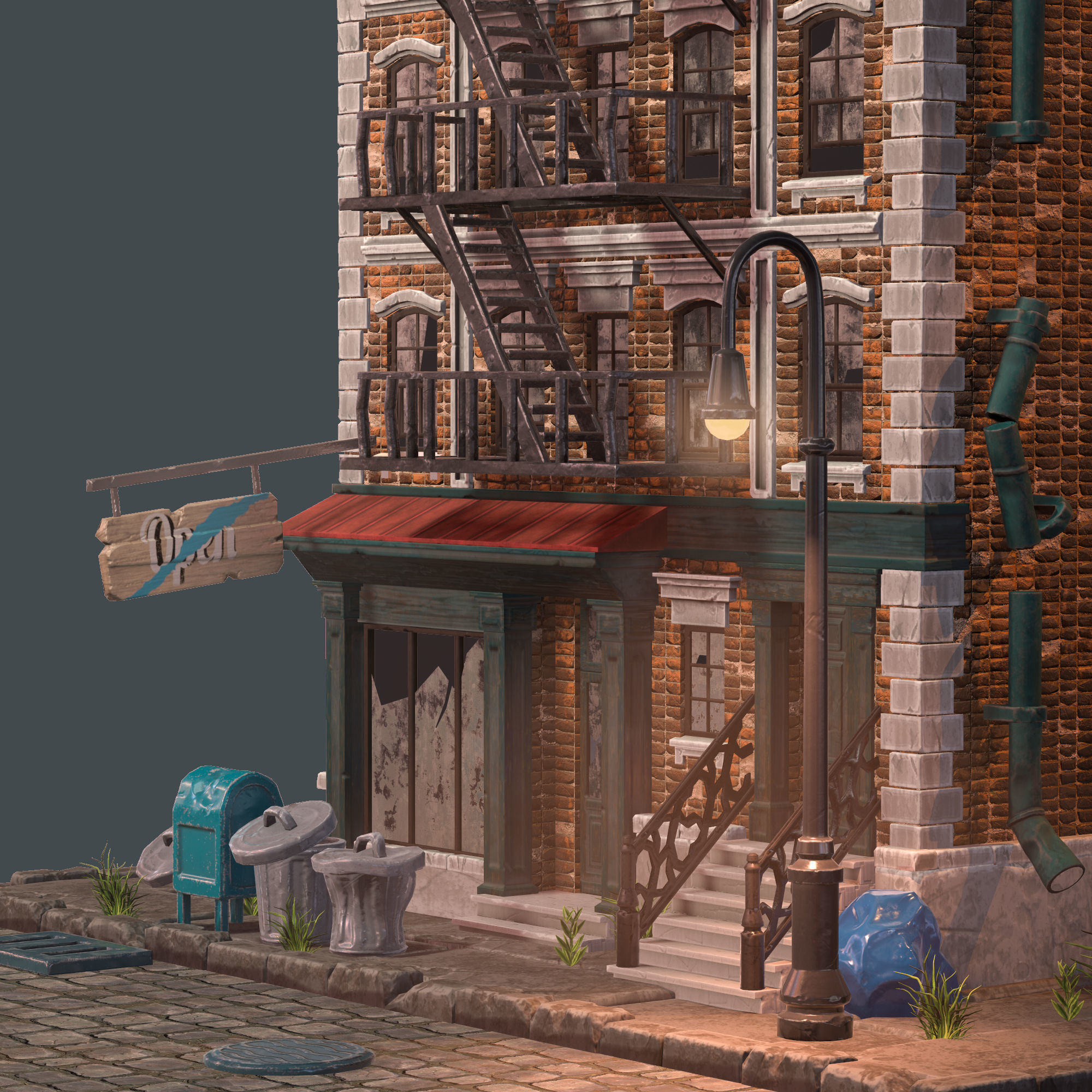 Brick building constructor Low-poly 3D model_8