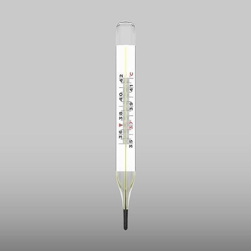 Mercury-in-glass thermometer Low-poly 3D model