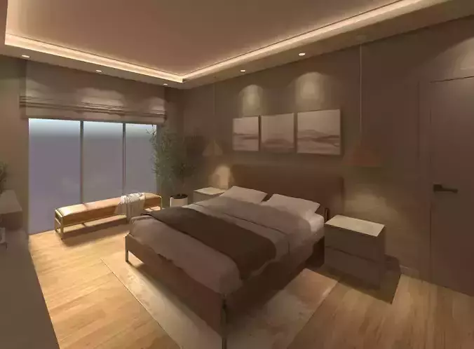 Modern Bedroom Interior 3dmax 