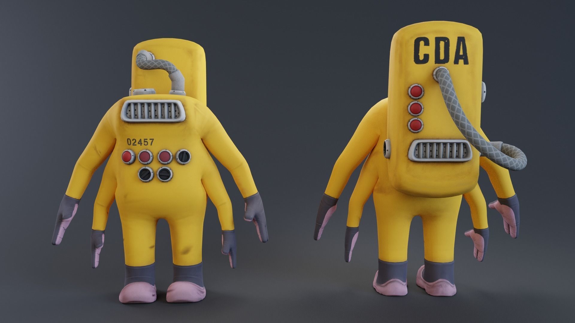 Monster inc - CDA agent pack rigged 3D model_1