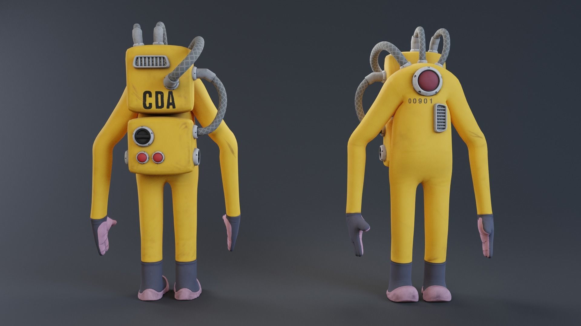 Monster inc - CDA agent pack rigged 3D model_2
