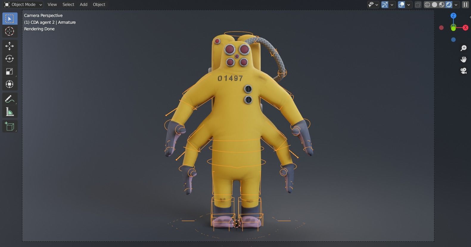 Monster inc - CDA agent pack rigged 3D model_12