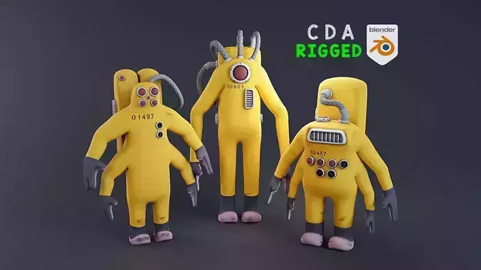 Monster inc - CDA agent pack rigged 3D model