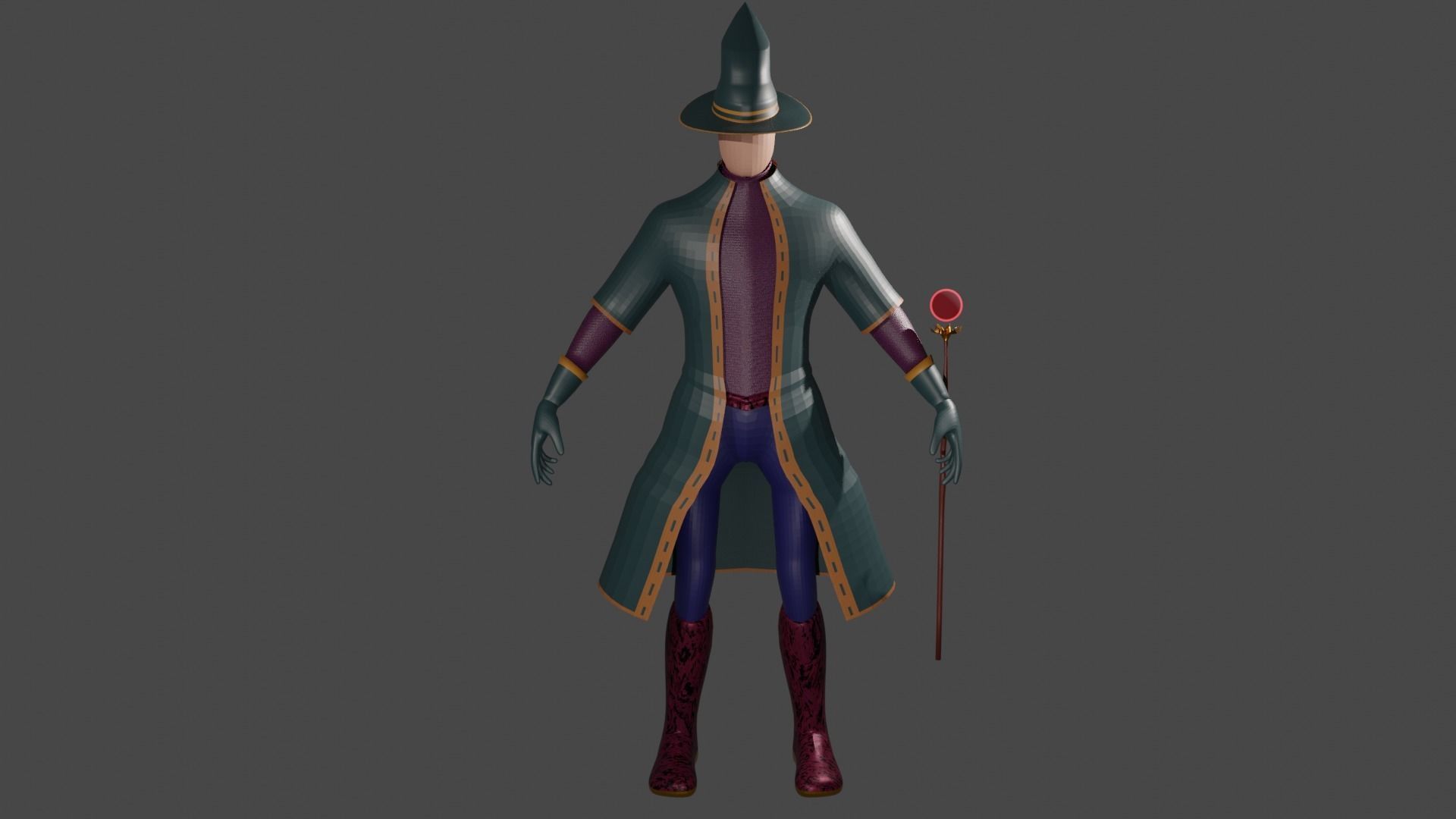 wizard man with wand Free 3D model_2