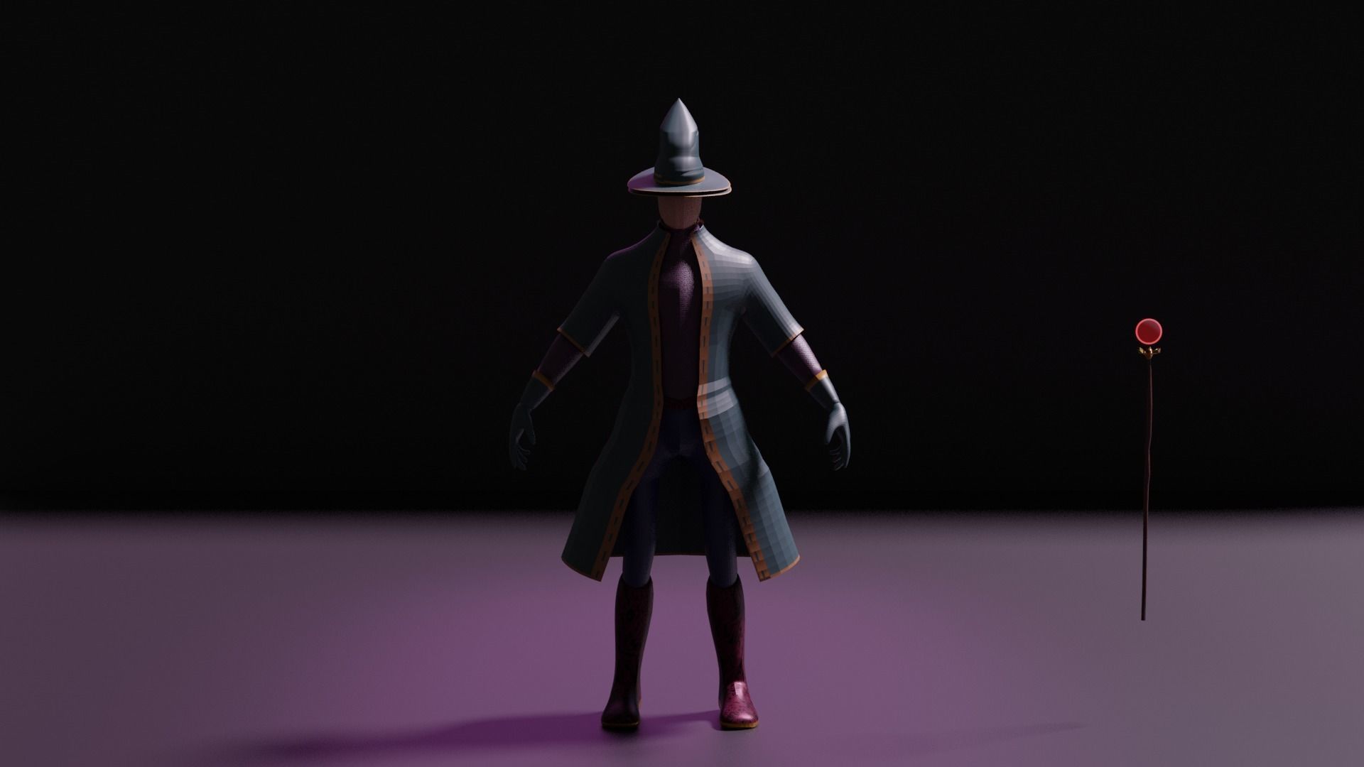 wizard man with wand Free 3D model_1