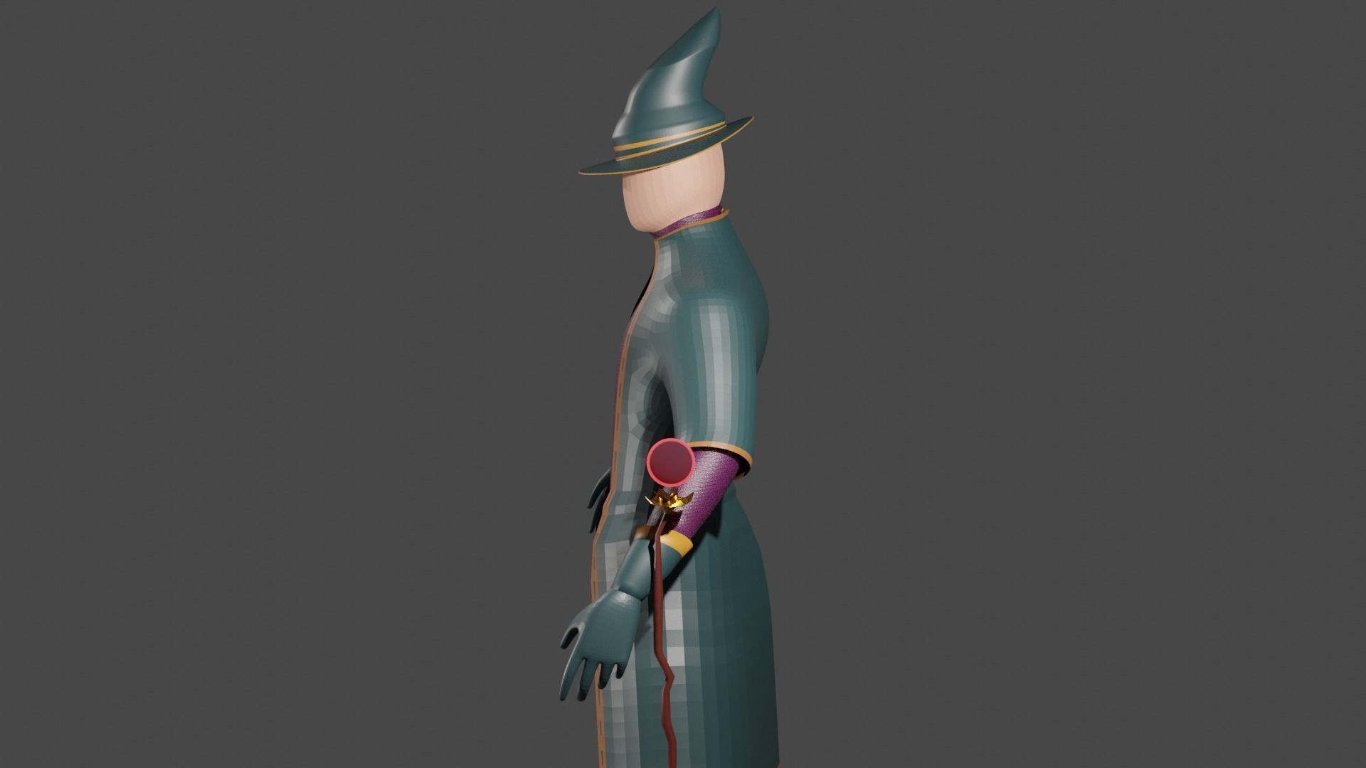 wizard man with wand Free 3D model_3
