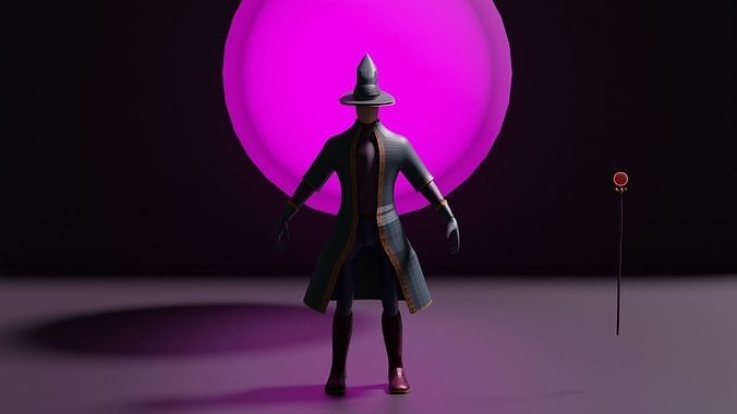 wizard man with wand Free 3D model