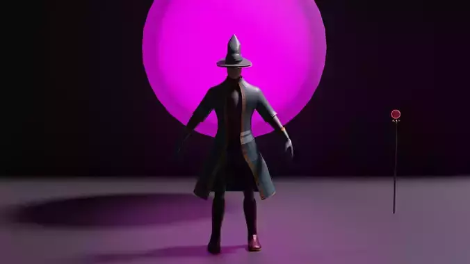 wizard man with wand Free 3D model
