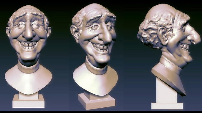 Smiley bust of old man 3D model