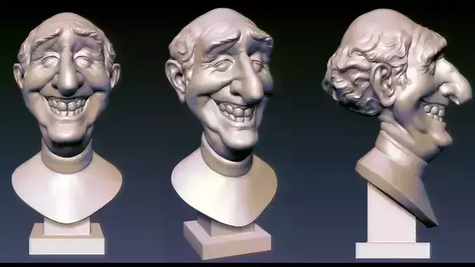Smiley bust of old man 3D model