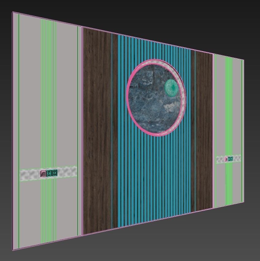 Panel wooden wall with gold design 3D model_7