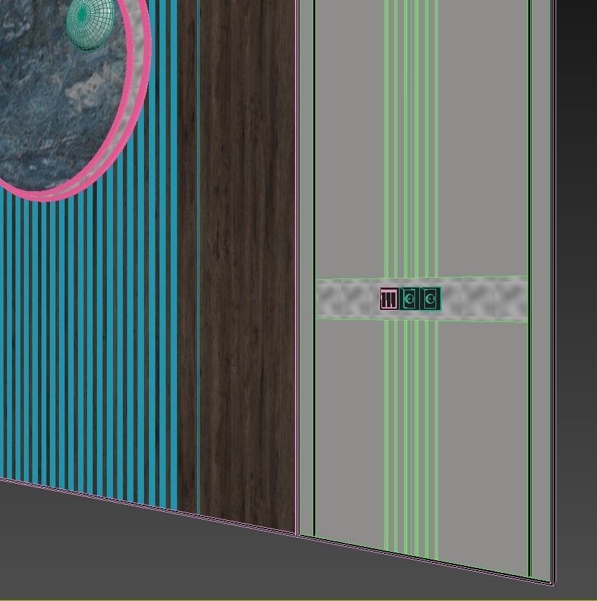 Panel wooden wall with gold design 3D model_8