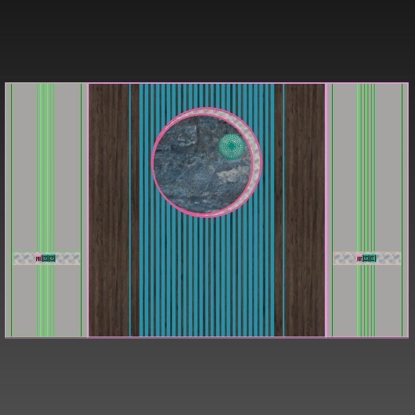 Panel wooden wall with gold design 3D model_6