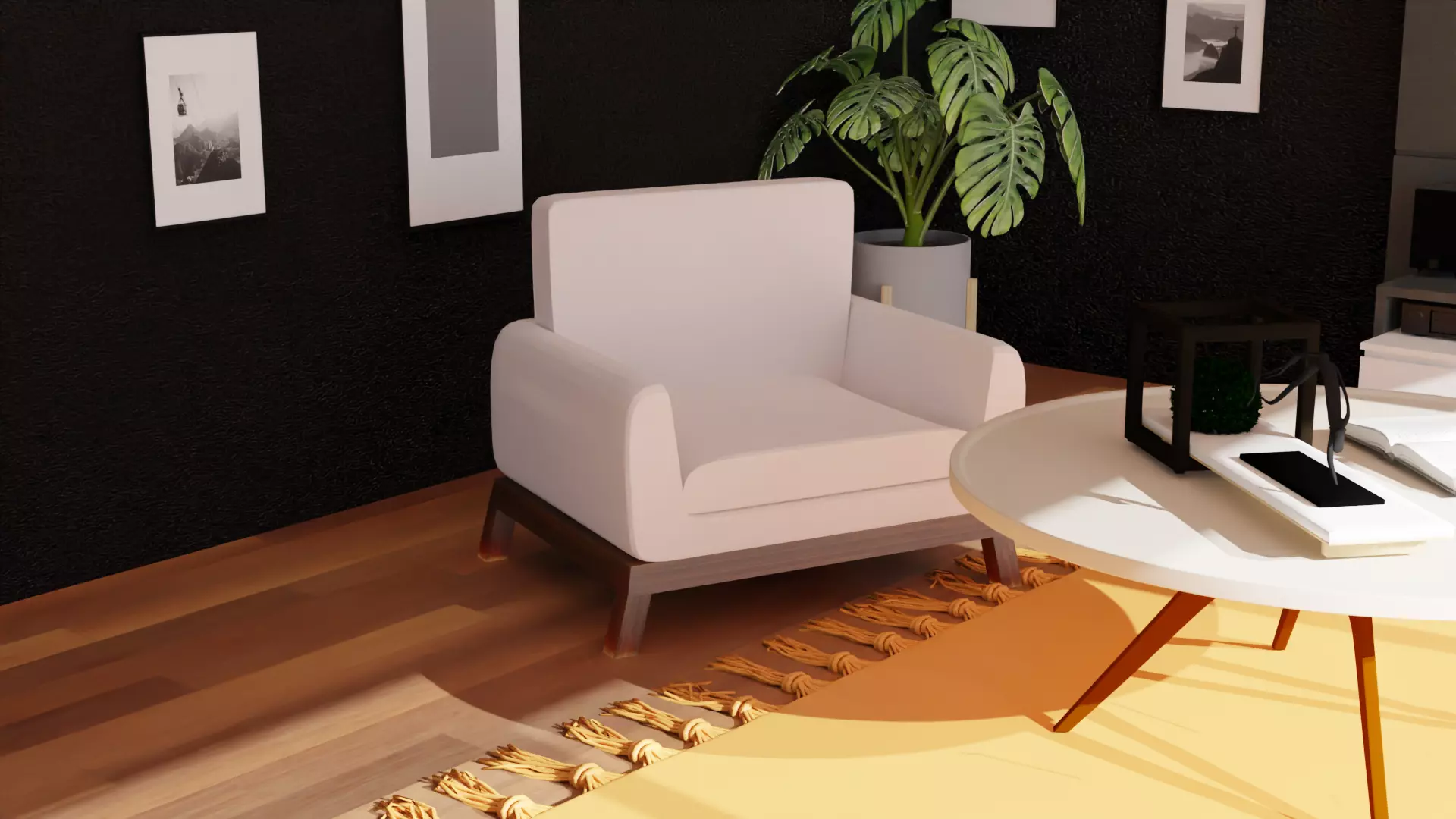 Medium White Armchair Free 3D model