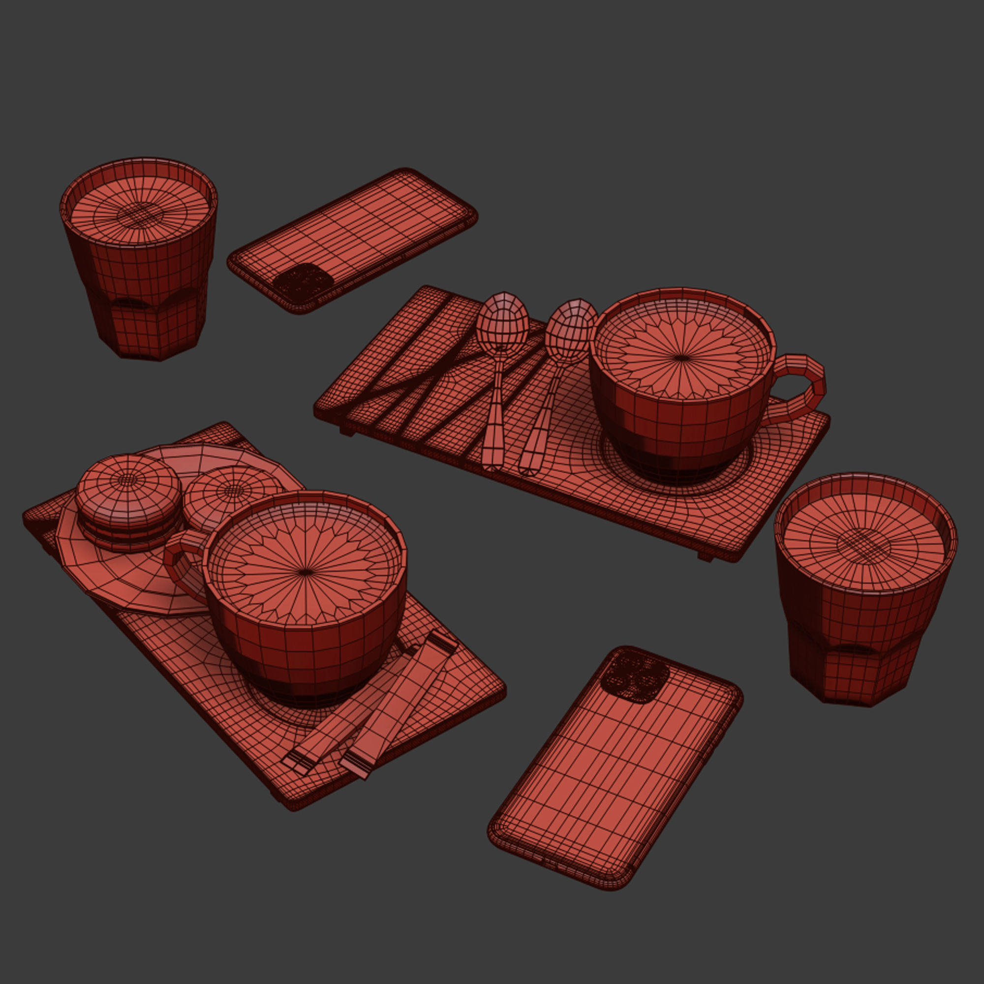 Decorative Set for a Cafe Table Kit1 3D model_6