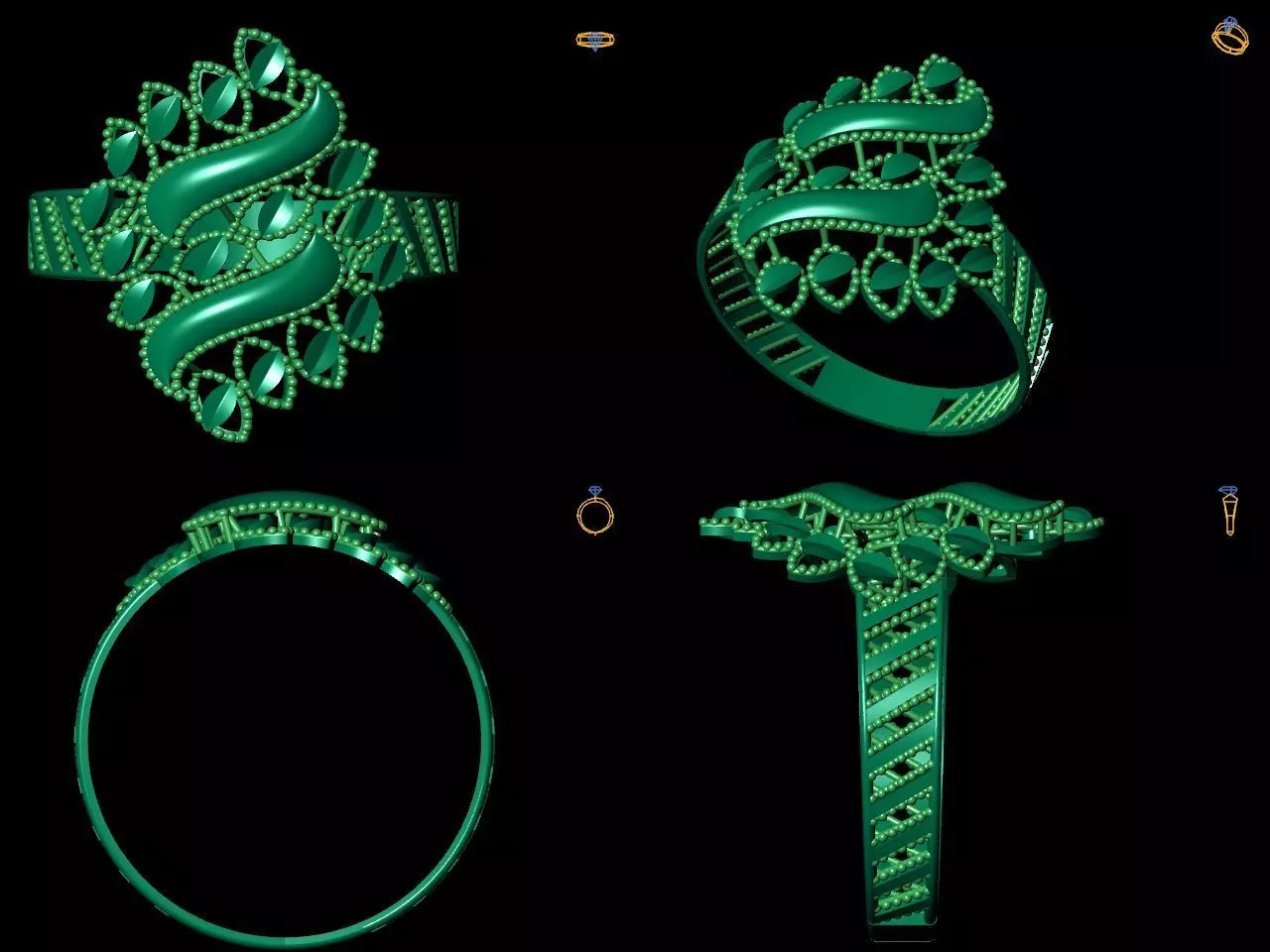 Ring 2 emerald 3D print model_0