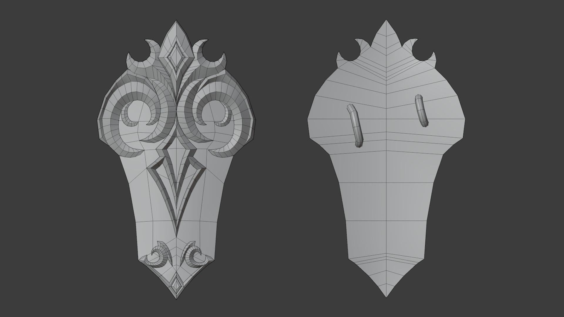 Fantasy dark shield Low-poly 3D model_6