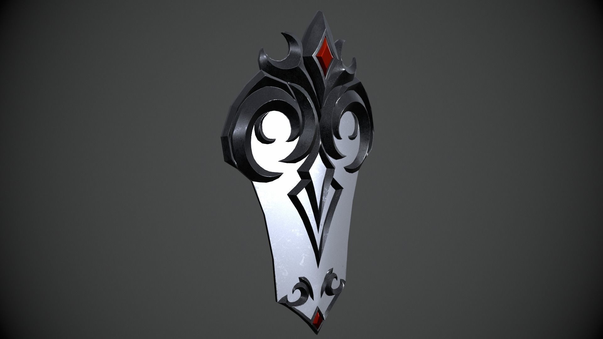 Fantasy dark shield Low-poly 3D model_4