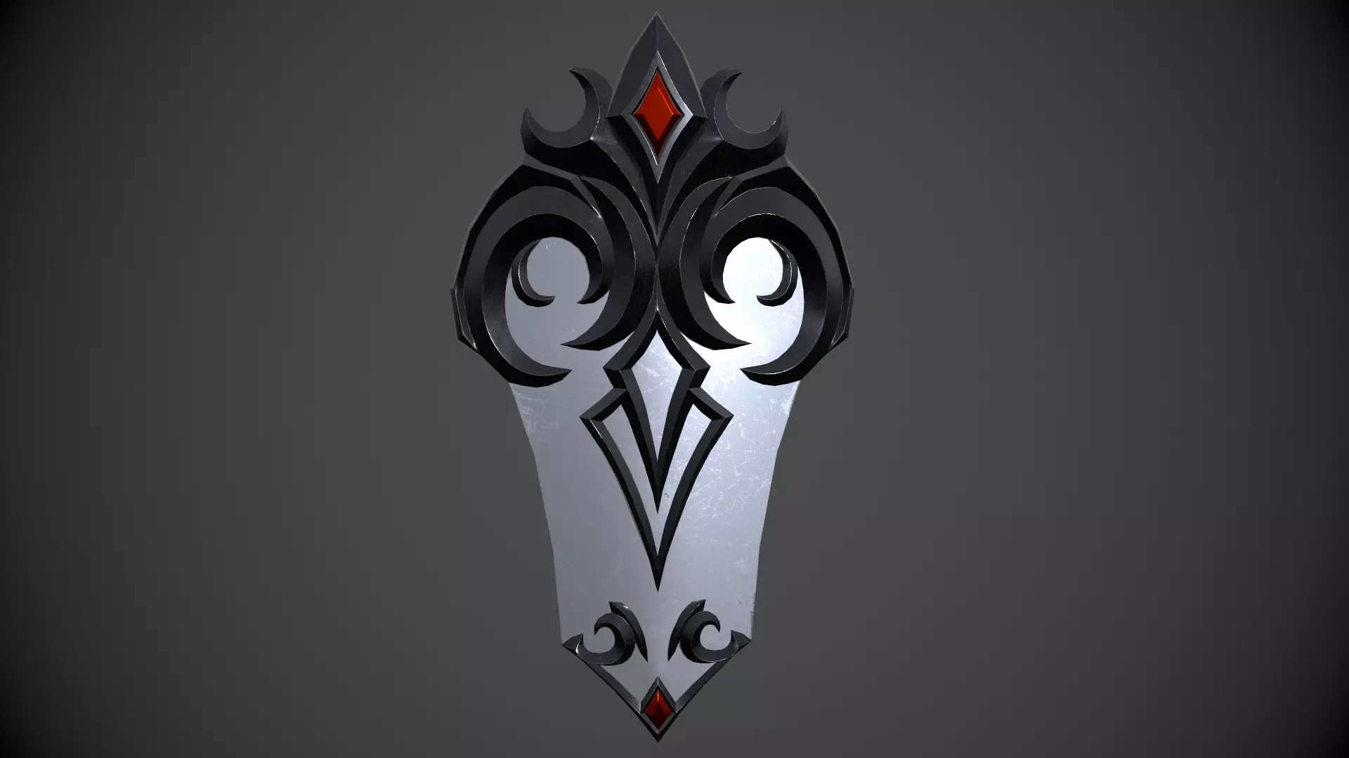 Fantasy dark shield Low-poly 3D model_0