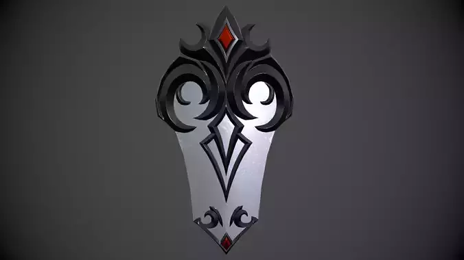 Fantasy dark shield Low-poly 3D model