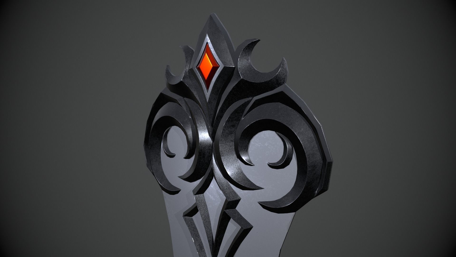 Fantasy dark shield Low-poly 3D model_3
