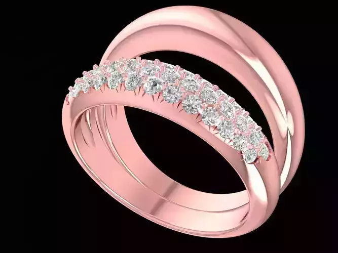Twisted Diamond Band Ring 3D Model  2456