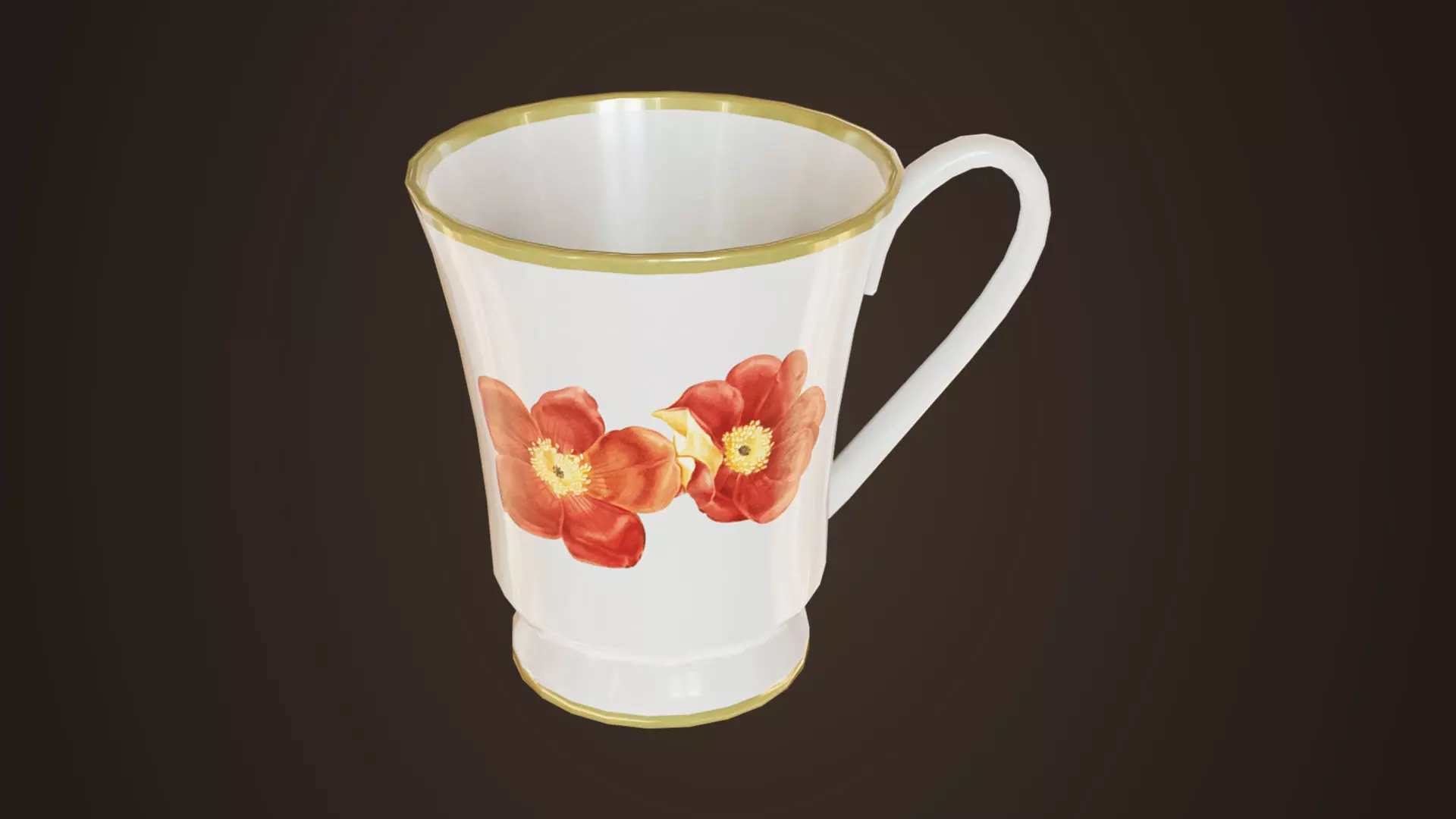 Vintage mug with flower Low-poly 3D model