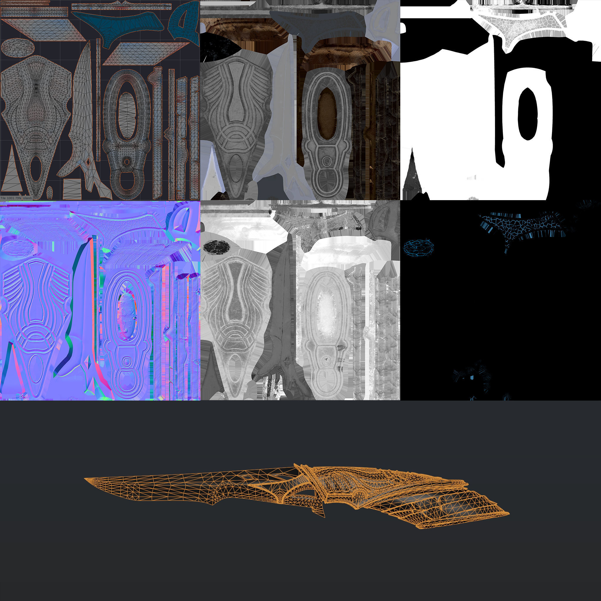 Fantasy Knife Low-poly 3D model_4