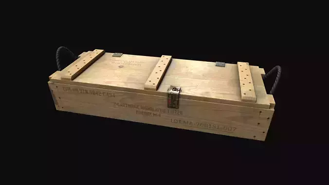 M68 Military Wooden Ammo Crate PBR Low Poly Game Ready