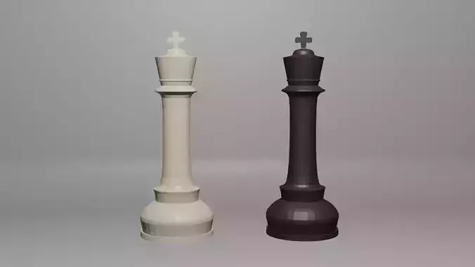 Black-White Low-poly Chess King