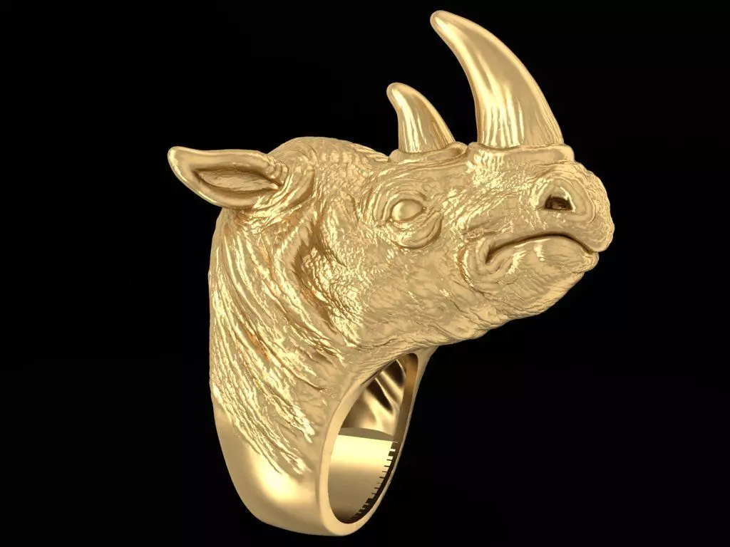 Realistic Rhino Head Men Ring 8357 2459 3D print model