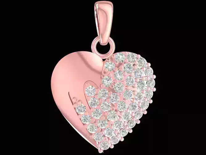 Elegant Heart Diamond Pendant for Women  2461 3D print model
