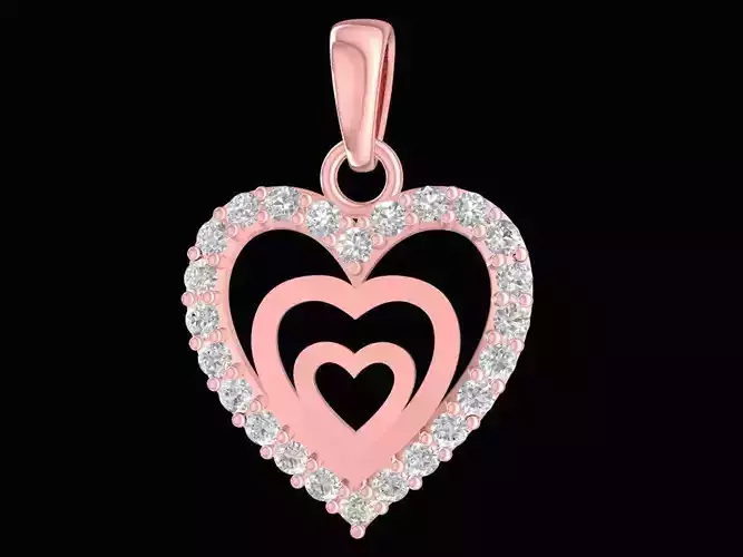 Elegant Double Heart Diamond Pendant for Women  2463