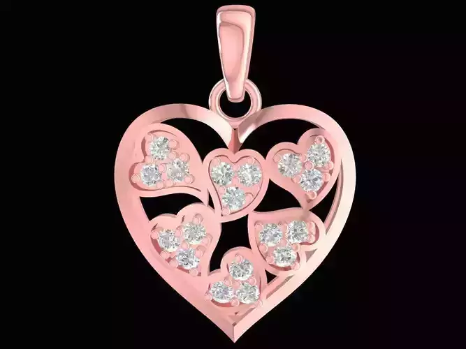 Romantic Openwork Heart Diamond Pendant for Women  2464
