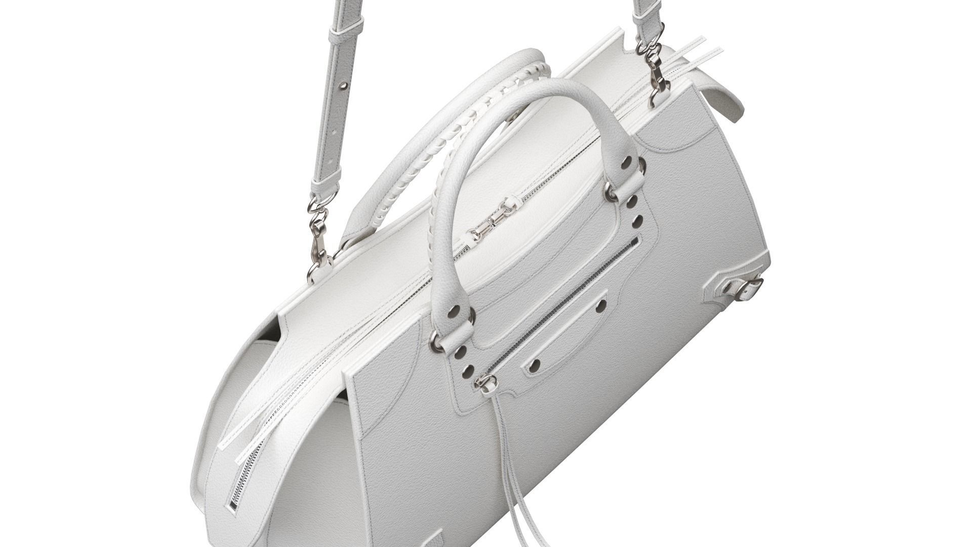 Handbag-large-balenciaga valentino leather tote bag Low-poly 3D model_8