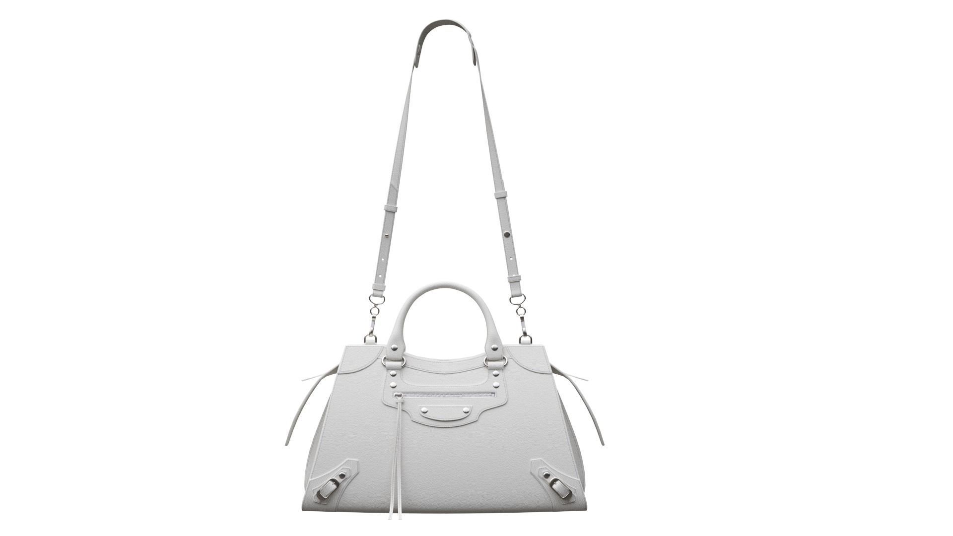 Handbag-large-balenciaga valentino leather tote bag Low-poly 3D model_1