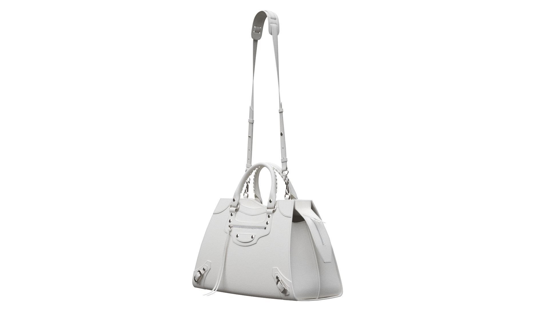 Handbag-large-balenciaga valentino leather tote bag Low-poly 3D model_3