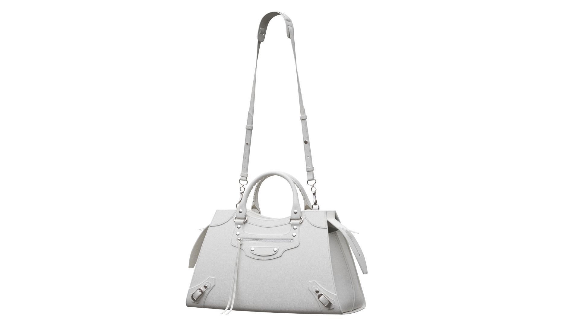 Handbag-large-balenciaga valentino leather tote bag Low-poly 3D model_2