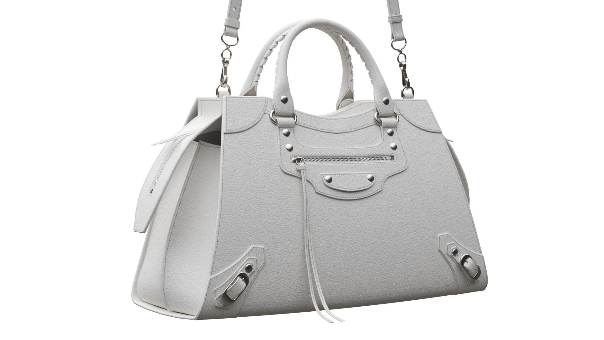Handbag-large-balenciaga valentino leather tote bag Low-poly 3D model_9