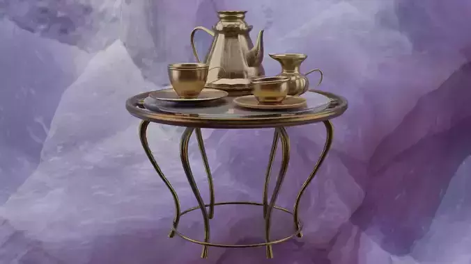 Cupronickel Tea Set Bronze Tea Table