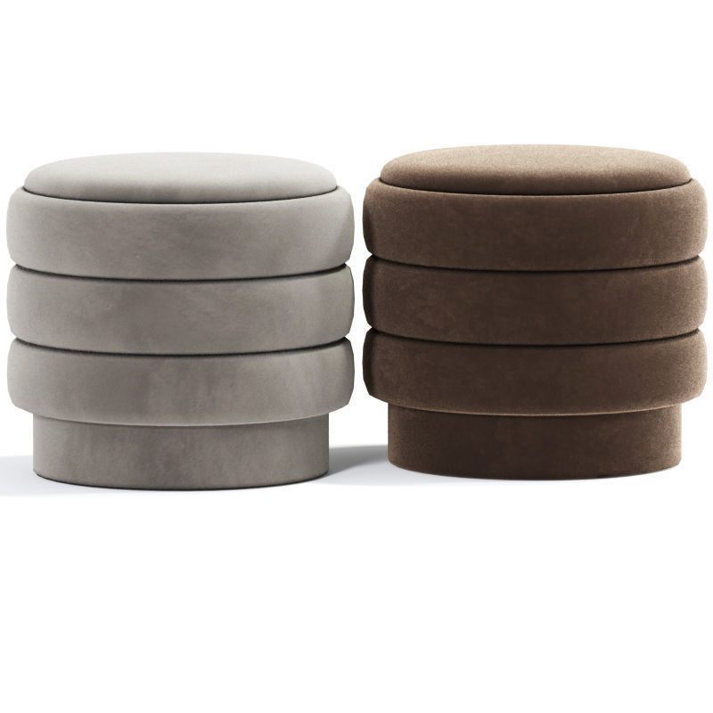 Sofia Ribbed Ottoman Pouf Collection 3D model_2