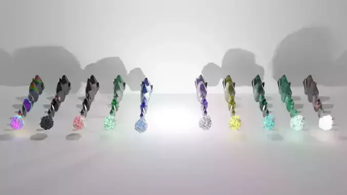 7 Crystals shadows of colored