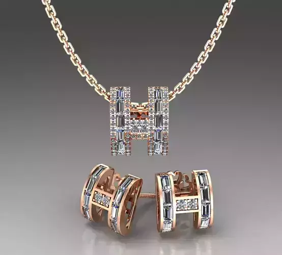 Hermes Set Pendant and Earring