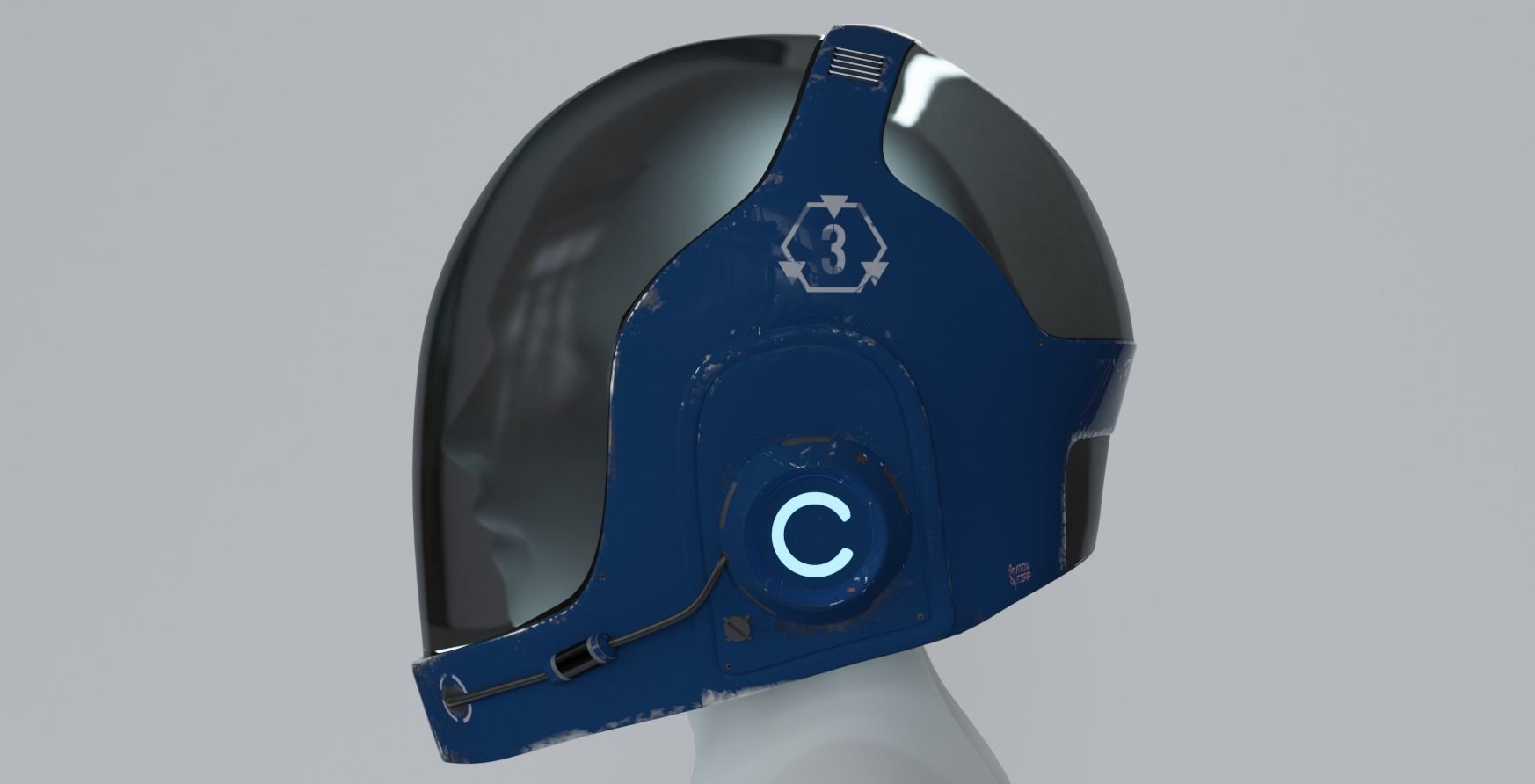Sci-fi Helmet Low-poly 3D model_5